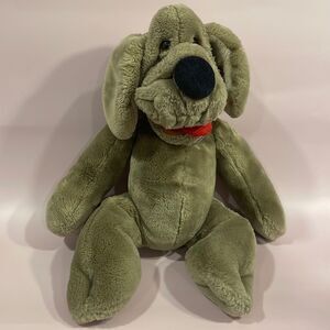 Vintage Wrinkles Plush Puppy Dog Hand Puppet Grey Beige Stuffed Animal Toy 16”